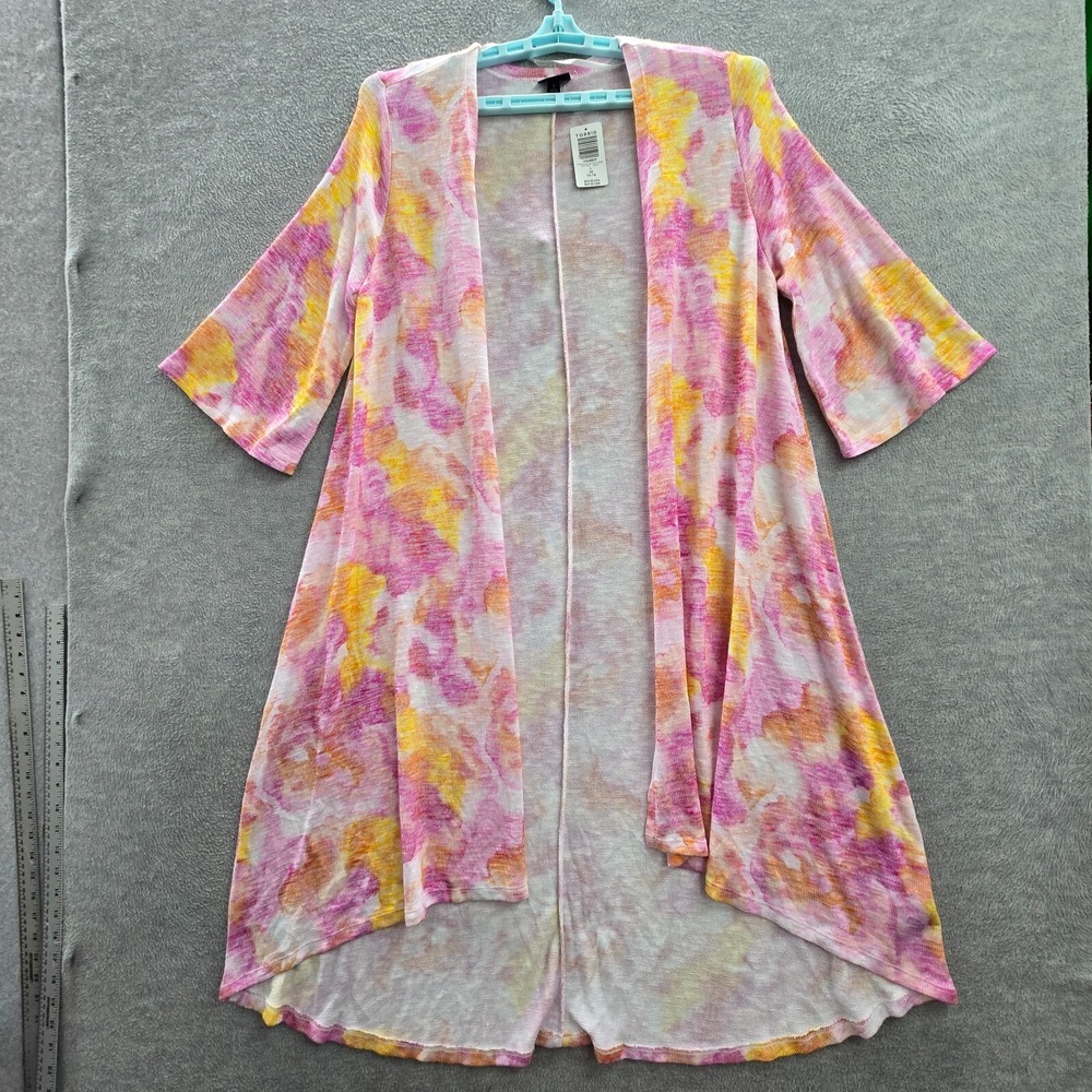 Torrid Women‎ Sweater 1 Pink Watercolor Hacci Kimono Cardigan Open Front NWT